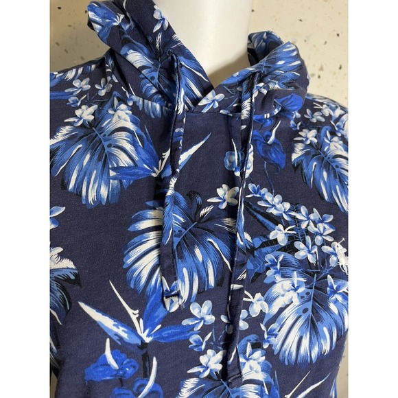Polo Ralph Lauren Men's Tropical Print Blue Light Cotton Hoodie Size SP - Picture 5 of 11